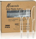 300 Count Clear Plastic Silverware, Heavy Weight Plastic Forks Spoons Knives by MOACOCK
