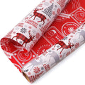 Ribbli Christmas Wrapping Paper Reversible Vintage Reindeer and Christmas Stamp by Ribbli