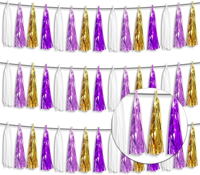 3P Metallic Fringe Tassel Banner Garland Foil Tinsel Streamer Wall Hanging by Xuuf