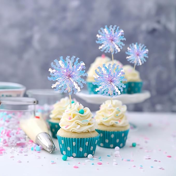 Ephlyn 30Pcs Foil Firework Cupcake Toppers Party Birthday Cake Toppers Supplies - Image 5