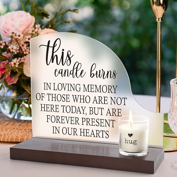 in loving memory wedding sign, wedding decorations, memorial candle, in memory - Image 3