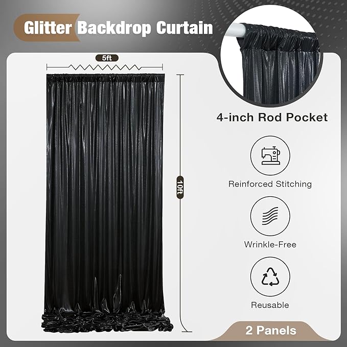 10x10FT Black Sequin Backdrop - Image 6