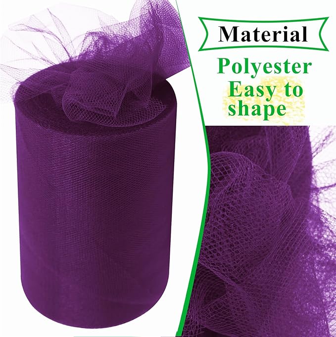 Plum Tulle Fabric Rolls 6 Inch by 100 Yards Fabric Spool Tulle Ribbon - Image 3