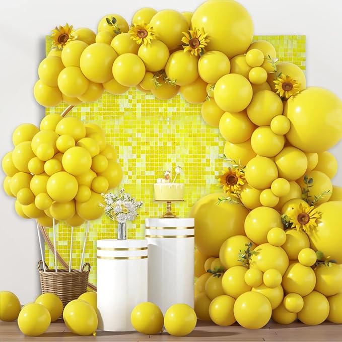 12PCS Colorful Yellow Shimmer Wall Backdrop, Square Sequin Photo Backdrops Panel - Image 4