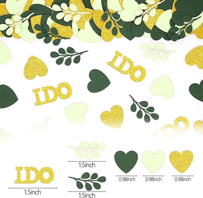 200PC Sage Green Wedding Confetti Wedding Shower Decorations Heart I do - Image 6