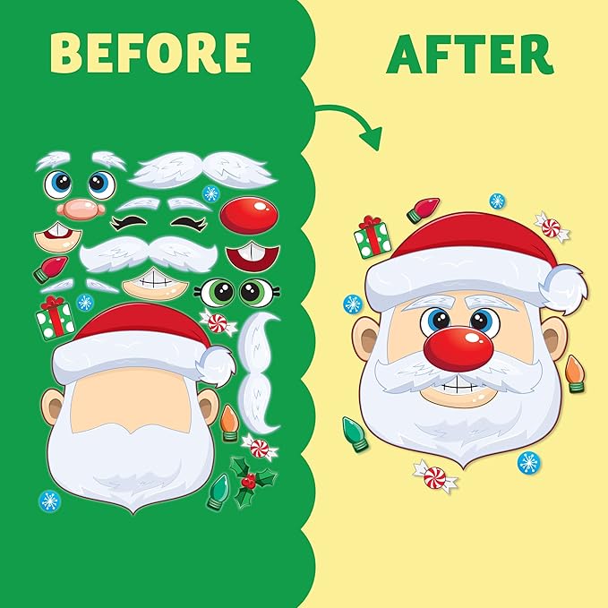 JOYIN 24 Pcs Christmas Make-a-face Stickers, Make Your Own Characters Mix and - Image 3
