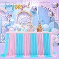 9ft Pink and Blue Gender Reveal Table Skirt by Suppromo