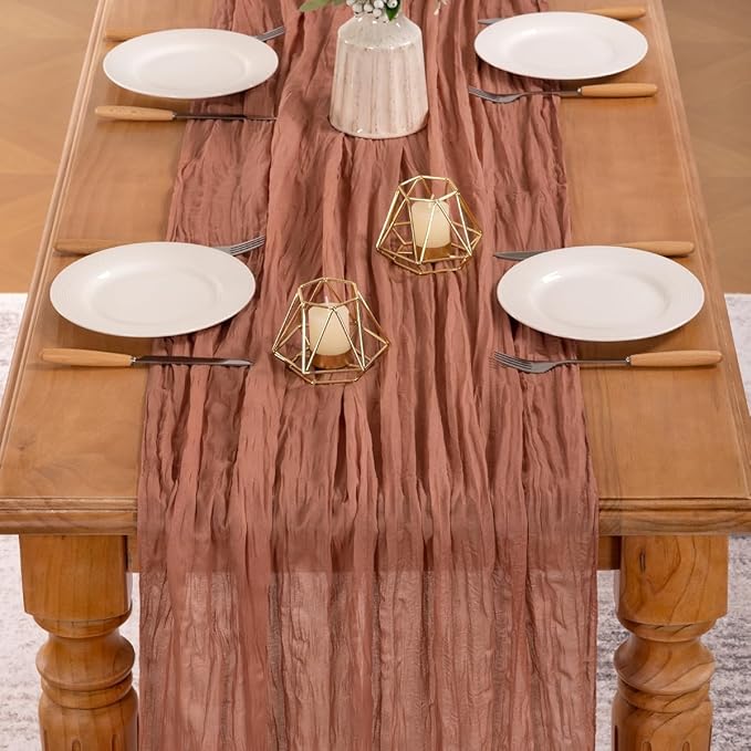 MLMW 6 Pack Dusty Rose Table Runner Cheesecloth Boho Gauze Rustic Cheese Cloth - Image 5