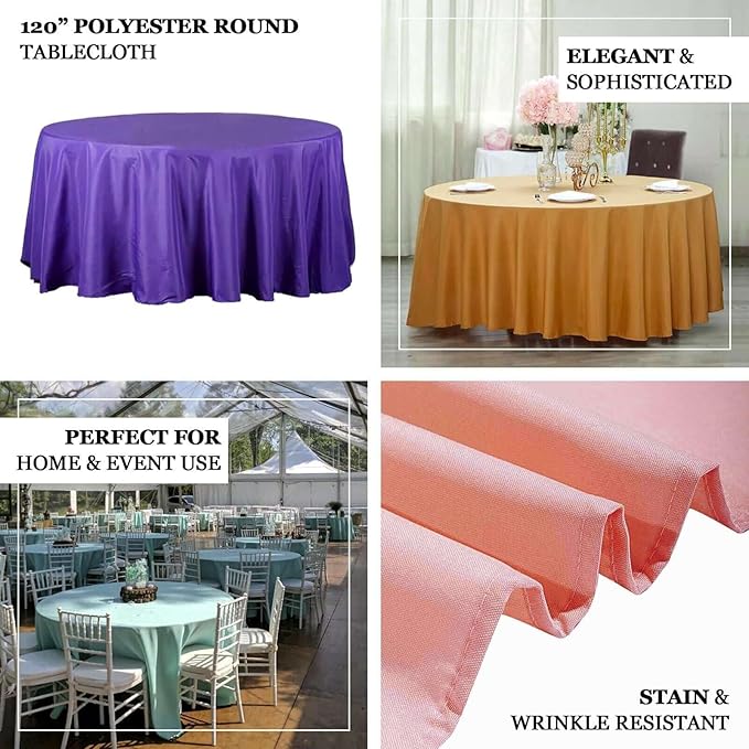 Efavormart Round Tablecloth, 120 Inch Stain & Wrinkle Resistant Washable Table - Image 4