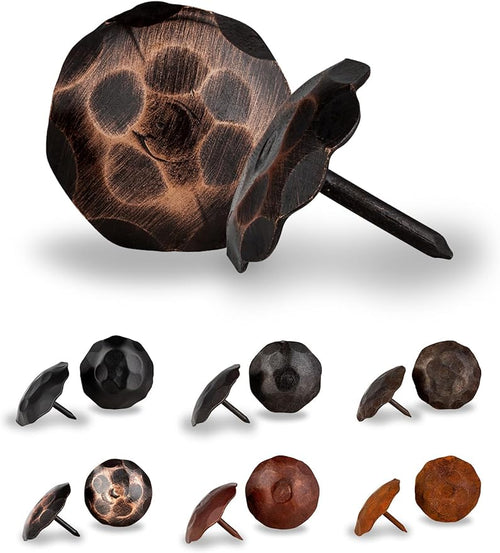 10 Pack 1" Small Round Head Iron Clavos Decorative Nails – Oil Rubbed Bronze – by BorderlandRusticHardware