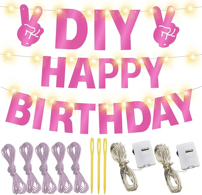 167Pcs DIY Glitter Customizable Banner Kit Happy Birthday Letter Banners - Image 2
