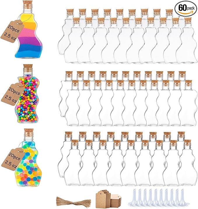 60 Pcs Plastic Sand Art Bottles by YANMAKE