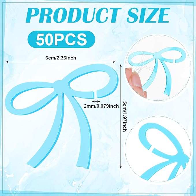 50 Pcs Bows Drink Tags Coquette Bow Wine Glass Charms Acrylic Bowknot Drink Tag - Image 2