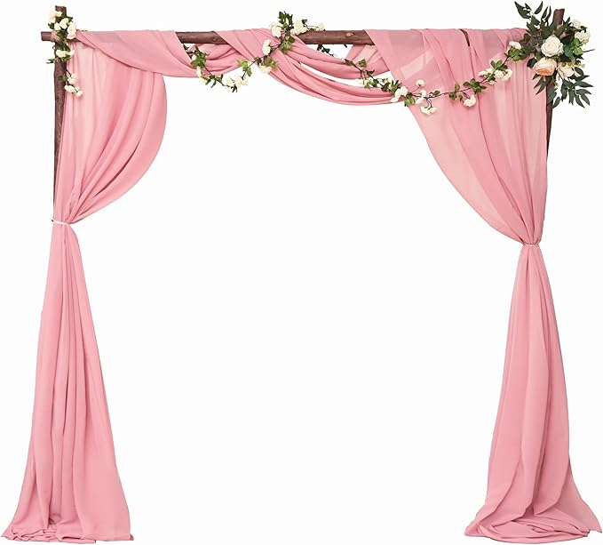 6 Panels Dusty Rose Wedding Arch Drapery 28" x 20Ft Outdoor Curtain Drapes - Image 6