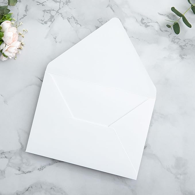 PONATIA 50PCS A7 Euro Flap Envelopes, 5.25 x 7.25'' White Envelopes - Image 7