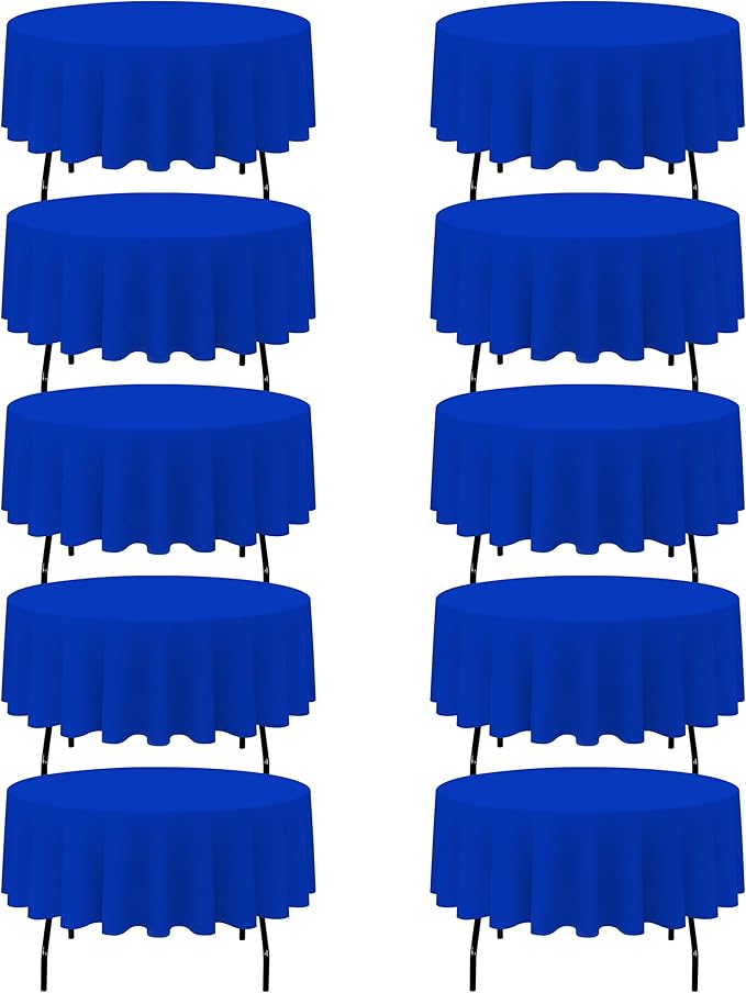 BRILLMAX 10 Pack Royal Blue Round Tablecloths 90 Inch by BRILLMAX