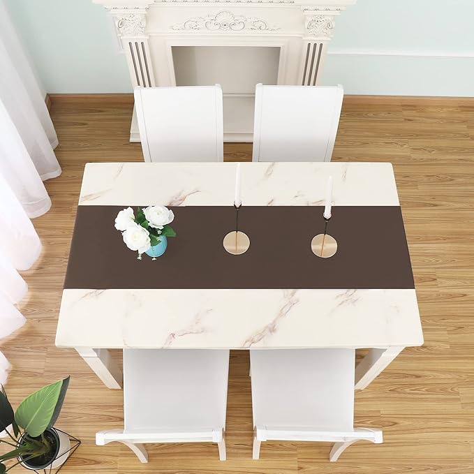 Rustic Brown Table Runner Solid Color Soft Thick Polyester Decorative Cloth - Image 2