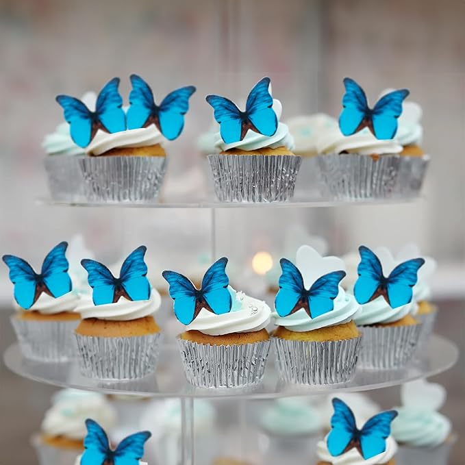 Ephlyn 48Pcs Edible Butterfly Cupcake Toppers 3D Cute Butterfly Cake Picks - Image 5