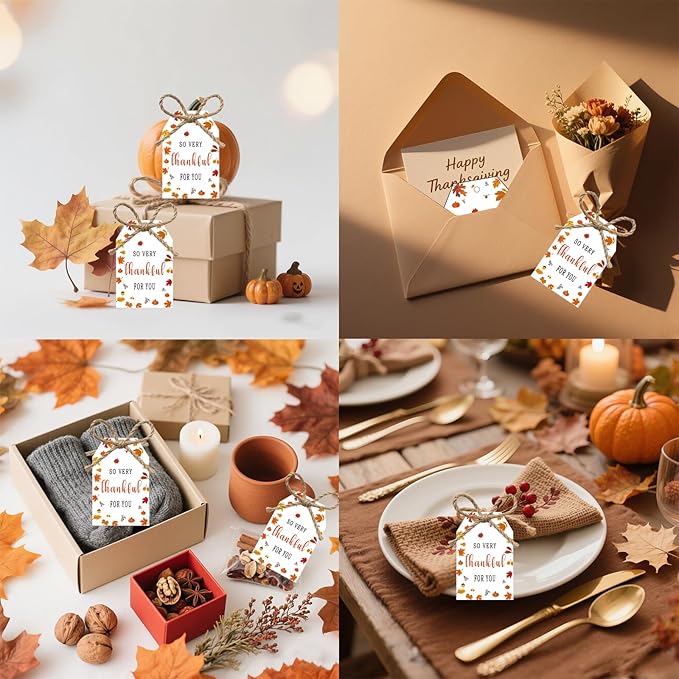 50Pcs Fall Thankful for You Tags, 3.3x2.1 Inch Thanksgiving Gift Tags - Image 5