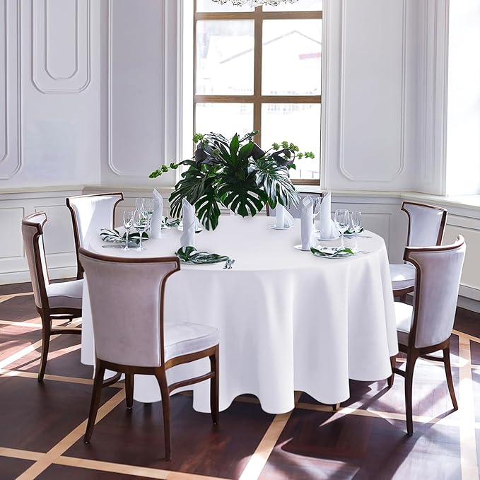 Biscaynebay Textured Fabric Round Tablecloths 108", Wedding and Parties etc. - Image 2