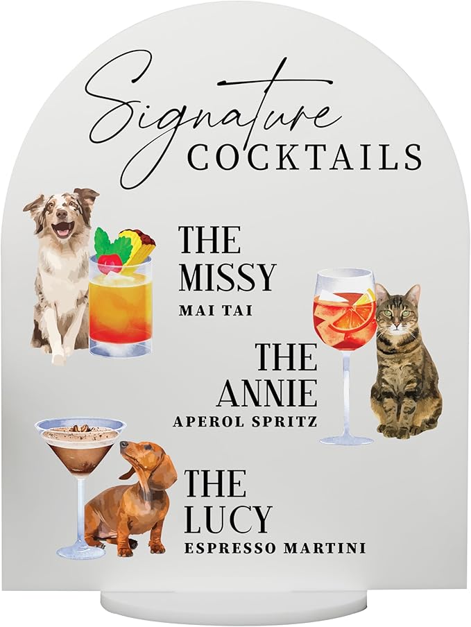 Pet Signature Drink Wedding Signs by Elation+Factory+Co.
