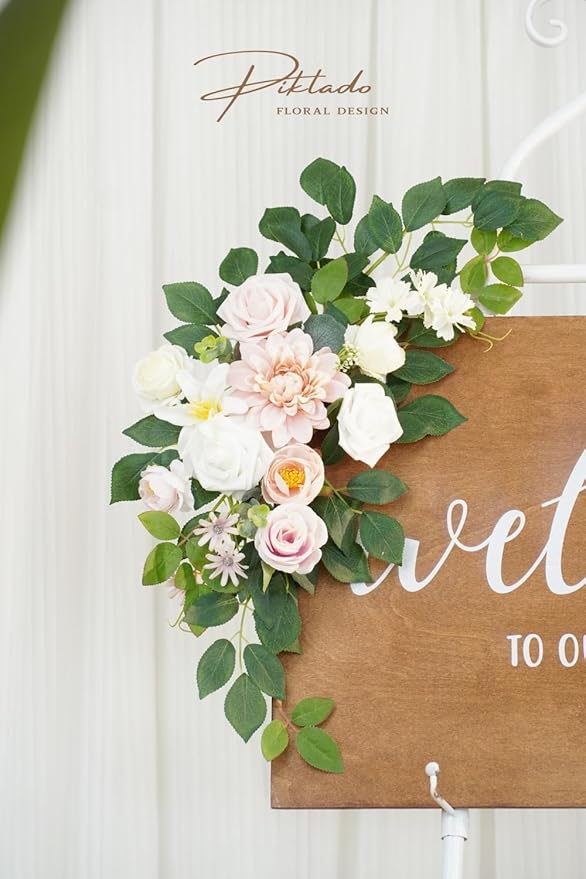 Wedding Decor Welcome Sign Flower Backdrop Garland - Image 7