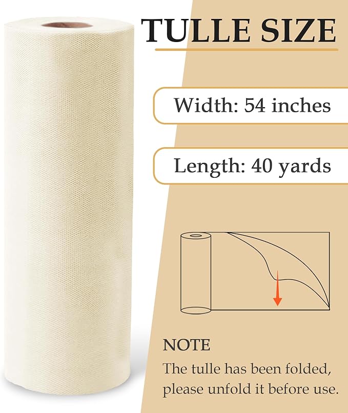 Ivory Tulle Fabric Roll - Image 2