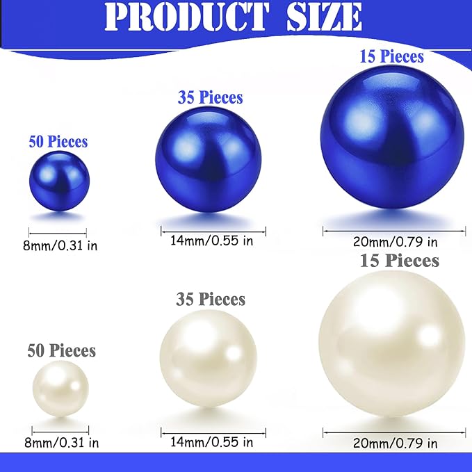 200 Pcs Vase Filler Beads White and Blue Pearl Beads - Image 3