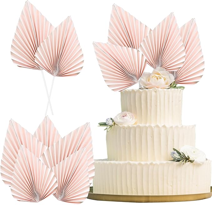 Ephlyn 6Pcs Paper Palm Fan Cake Topper Palm Spear Leaves Fan Cake Pick DIY by Ephlyn