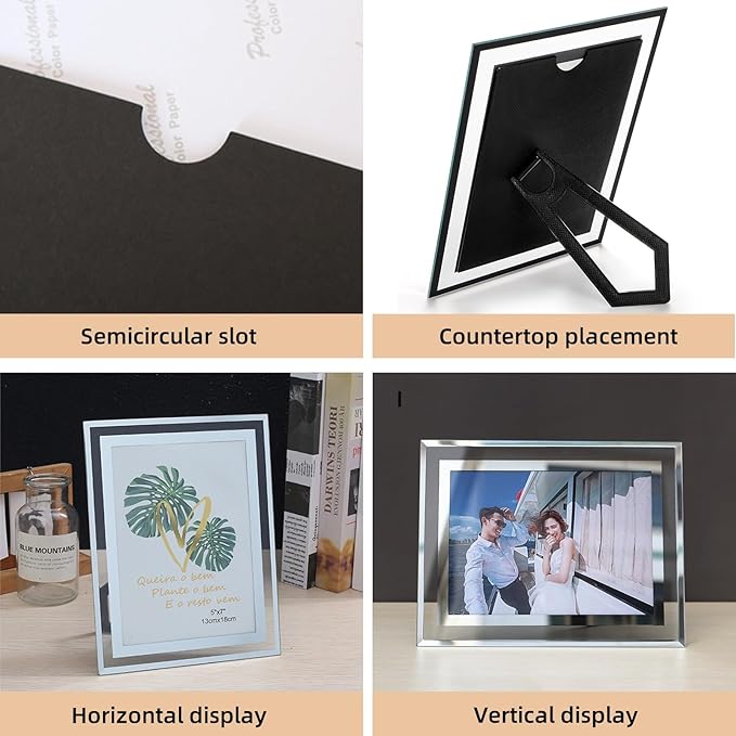 4 x 6 Glass Picture Frame Set of 10, Thin Border Desk Picture Frame - Image 3
