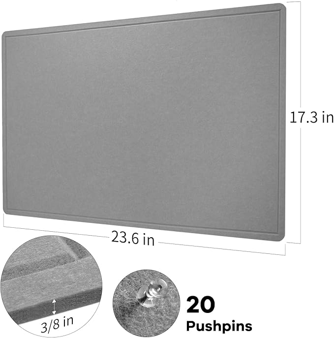 Bulletin Board, 24 x 18 inches Felt Board Decorative Pin Board, Cork Board - Image 4