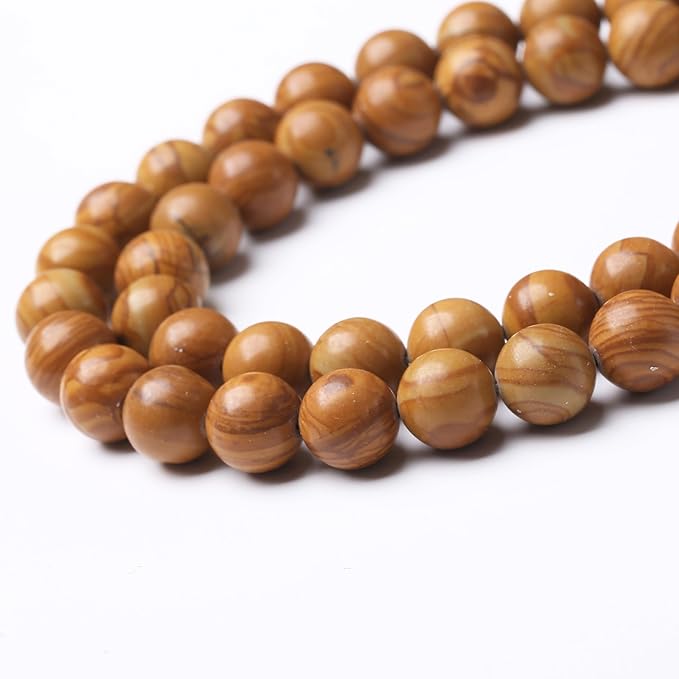 Yellow Woodgrain 12mm Stone Beads - Image 3
