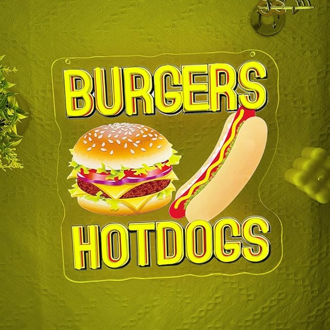 Hot Dogs Burgers Neon Signs for Wall Decor, Hot Dogs Led Neon Sign Party - Image 4