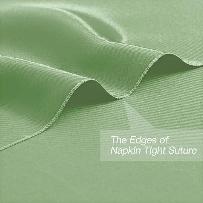 P Pothuiny 24 Pcs Silky Sage Green Satin Napkins 17 x 17 Inches, Square Smooth - Image 3