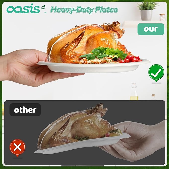 100-Pack Compostable Paper Plates Set – Includes 6" & 9" Heavy-Duty Sugarcane - Image 2