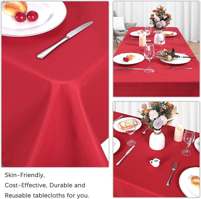 CozRhythm 8 Pack Red Tablecloth 60 x 126 Inch Rectangular Tablecloths - Image 5