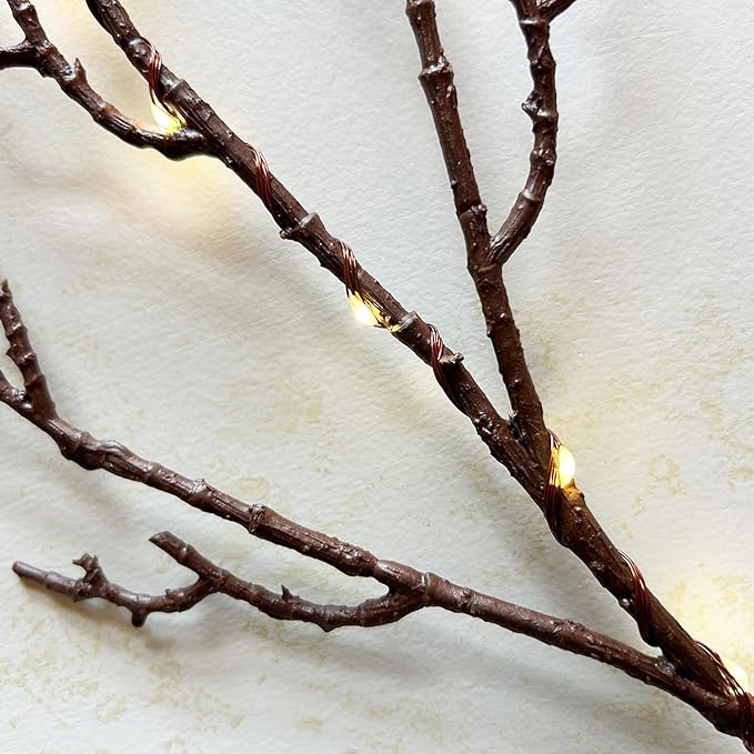 LITBLOOM Brown 6FT 120 LED Fairy Lights Plug in Willow Vine Garland - Image 7