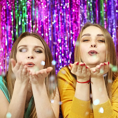 10 Pack Foil Curtain Backdrop Metallic Tinsel Foil Fringe Curtains Photo Booth - Image 2