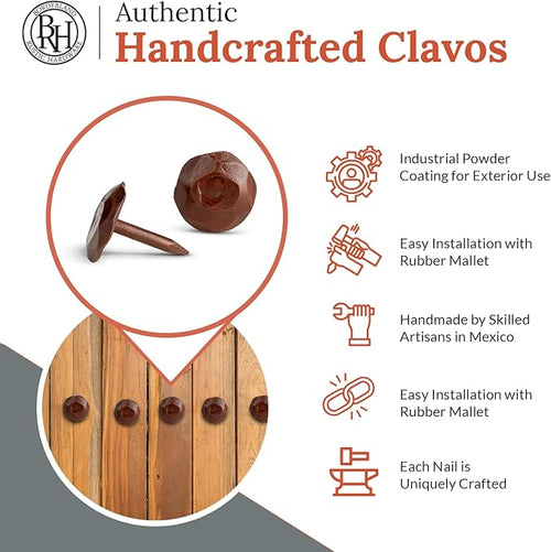 10 Pack 0.75" Round Head Iron Clavos Decorative Nails – Sealed Rusted – - Image 2
