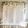 Tulle Backdrop Curtain with Lights String 30 X 8FT White Sheer Tulle Backdrop by Xiomot