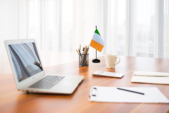 Ireland Irish Deluxe Desk Flag Set Small Mini Miniature Ireland Irish Table - Image 4