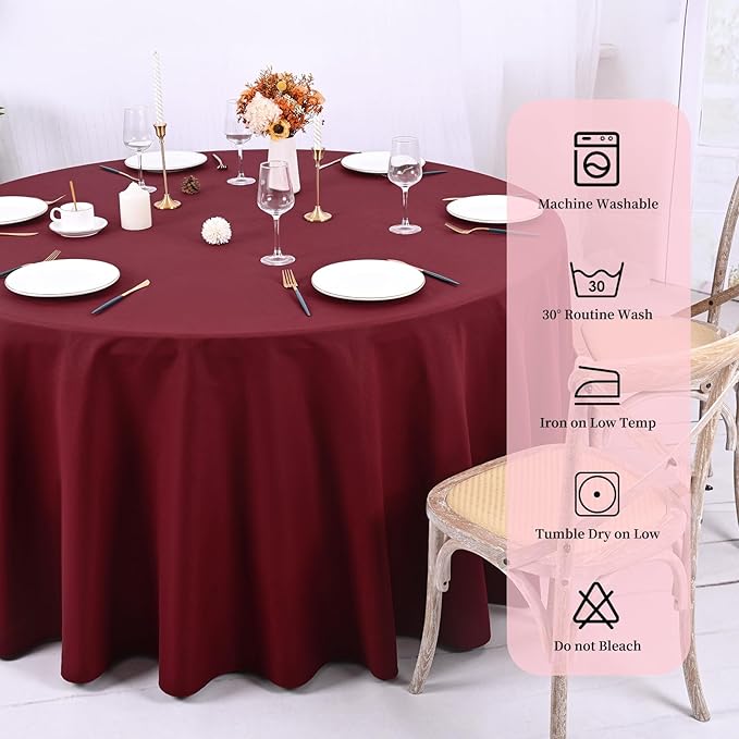 10 Pack Burgundy Round Tablecloths - Image 3