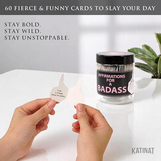 Badass Affirmation Jar – 60 Daily Affirmation Cards, Middle Finger Gifts - Image 5