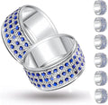 Rhinestone Napkin Ring Diamond Napkin Rings Stainless Steel Blue Crystal Napkin by RAYYXP