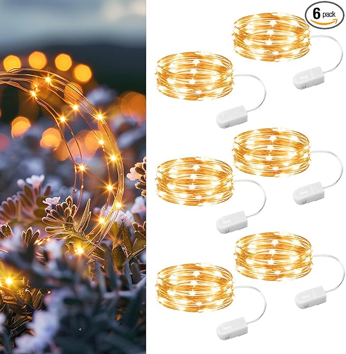 HXWEIYE 6 Pack Fairy Lights Battery Operated, 7ft 20LED Mini Firefly Starry by LightUpYourHomewHXWEIYE