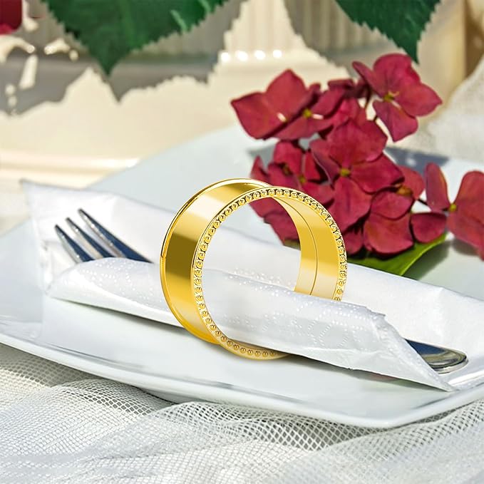 20 Pcs Stainless Steel Bead Side Napkin Rings Delicate Serviette Buckles - Image 3