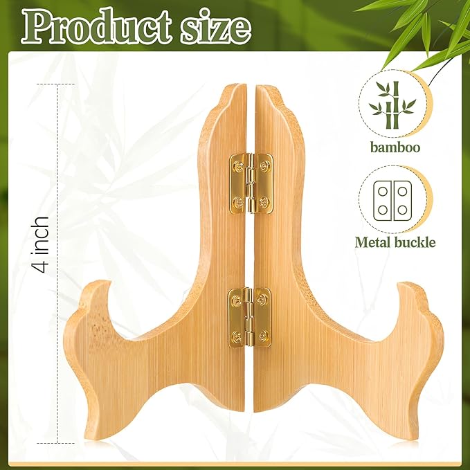 Tatuo 4 Packs Wooden Display Stand Decorative Plate Stands - Image 2