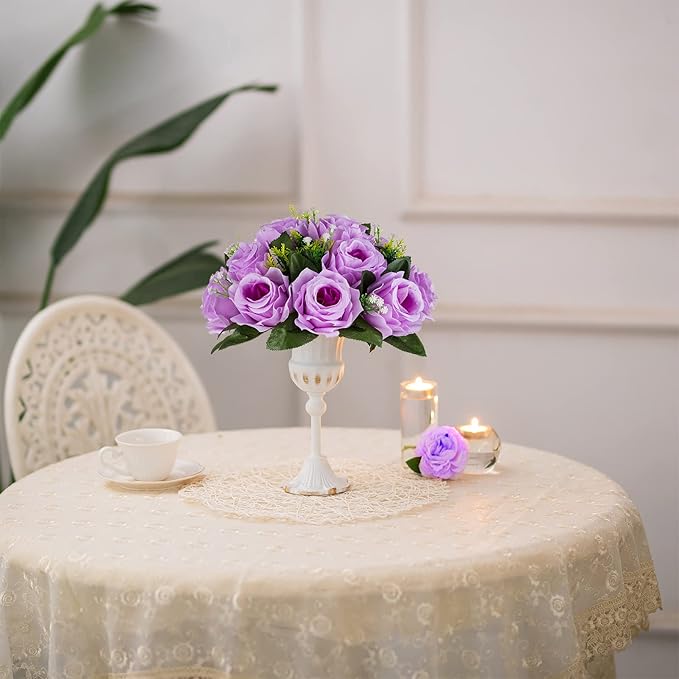 BLOSMON Flower Balls Wedding Rose Centerpieces 6 Pcs Lilac Fake Flowers Kissing - Image 8