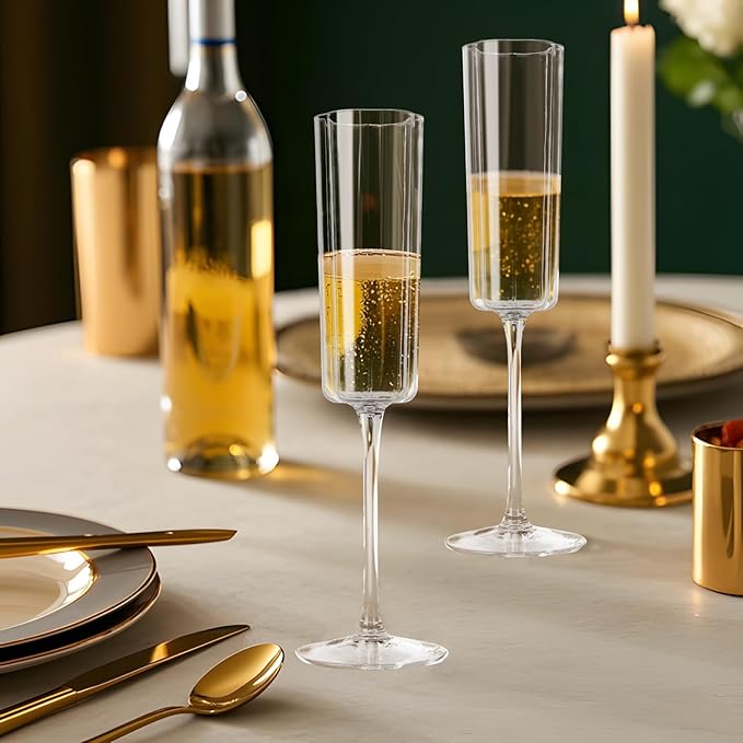 Ciaell 24 Pack Plastic Champagne Flutes - 6 Oz Flower Wavy Champagne Plastic - Image 4