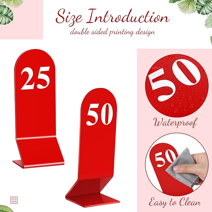 Remerry 50 Pcs Table Numbers 1-50 Acrylic Double Sided Number Cards Acrylic - Image 3